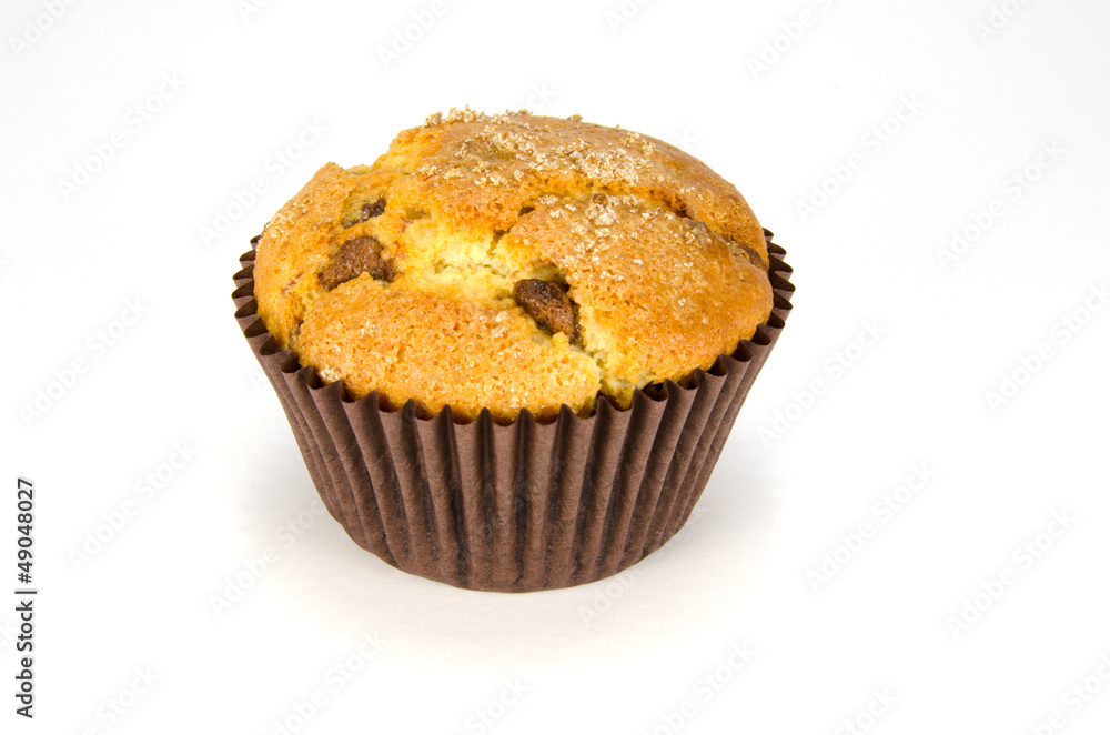 Choc chip muffin on white background Choc chip muffin on white background