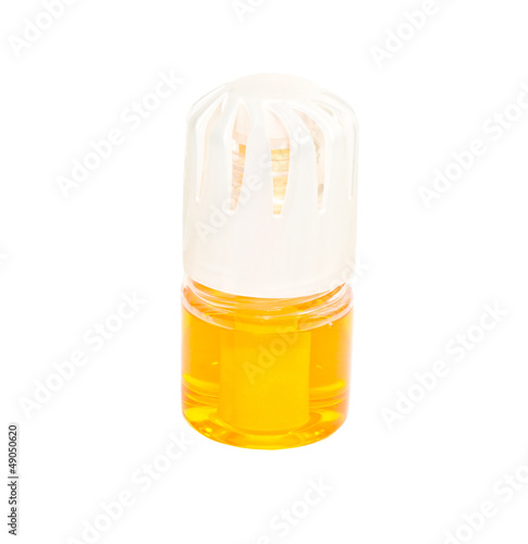 air freshener in glass container isolated on white background photo