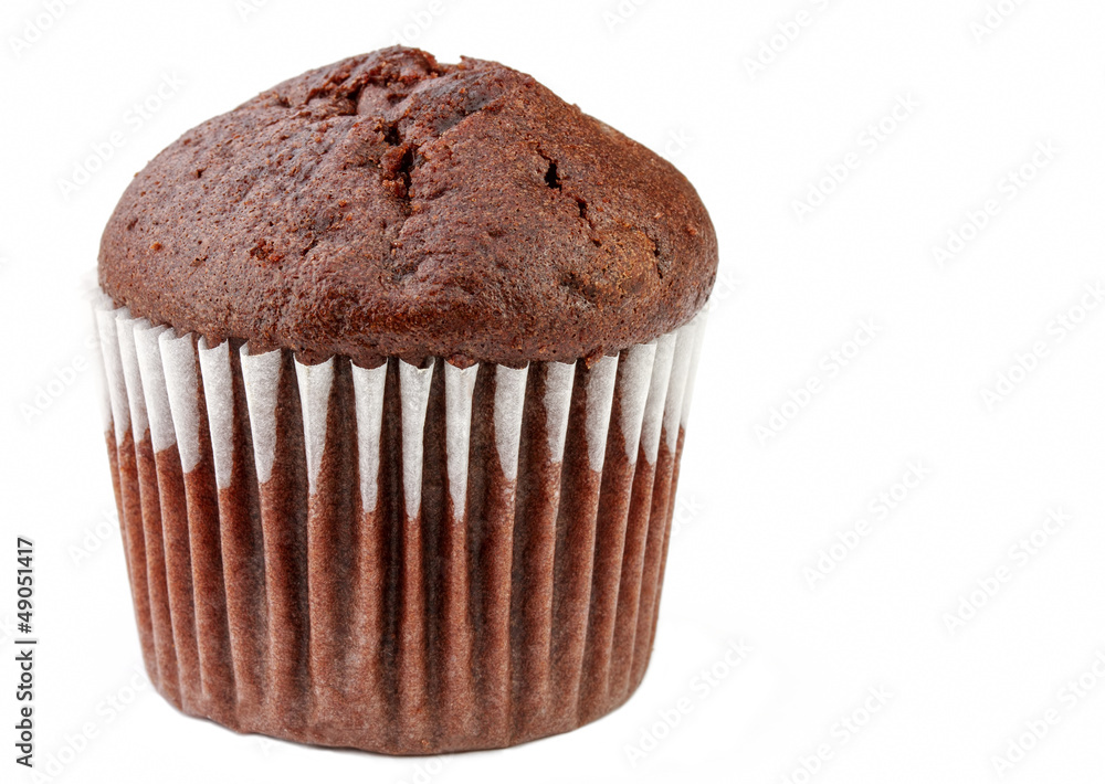 Chocolate muffin on a white background Chocolate muffin on a white background