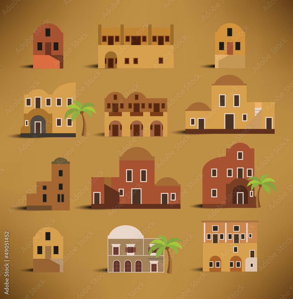 Oriental houses (retro colors)