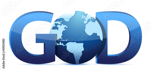 Canvas Print god text and globe