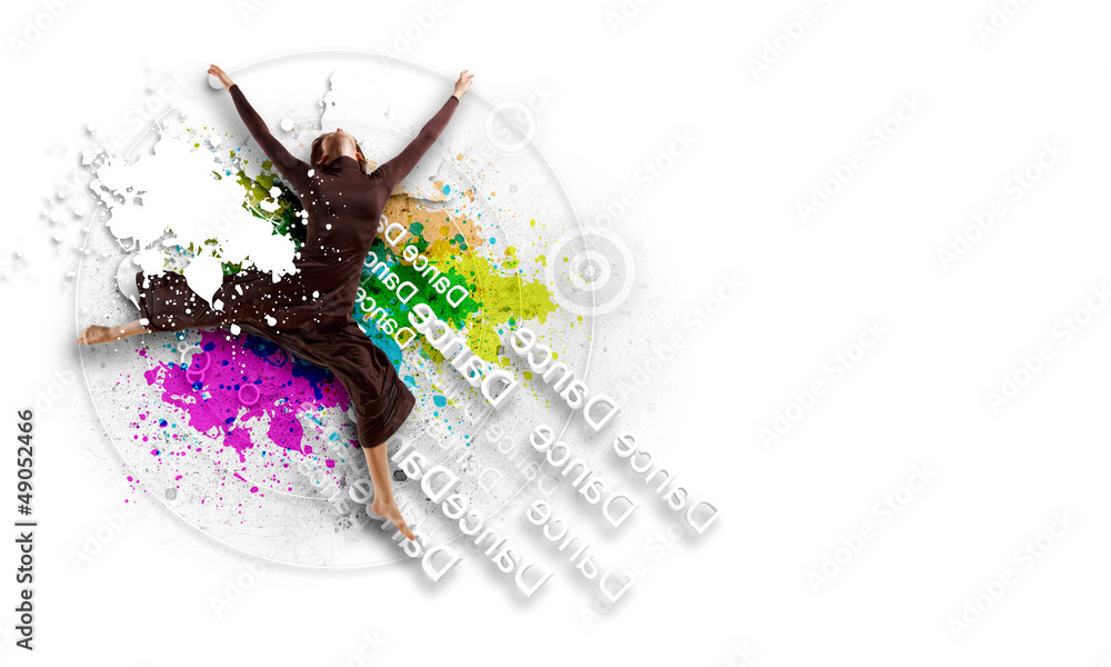 Obraz premium Girl in color dress dancing.Collage