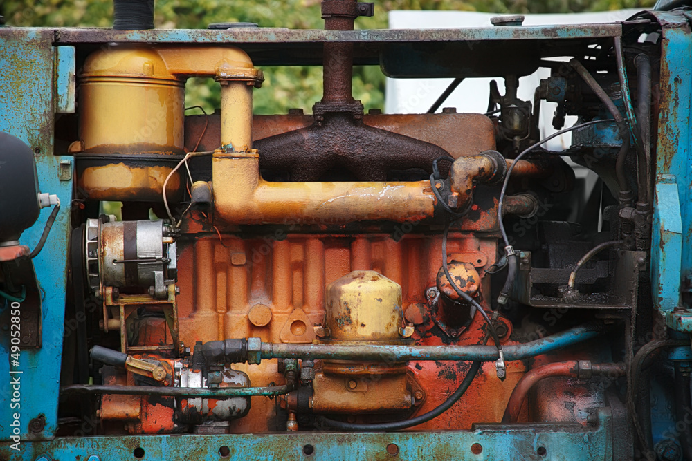 Old diesel tractor engine