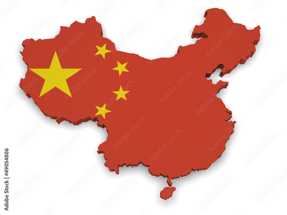 Fototapeta premium China Map 3d Shape