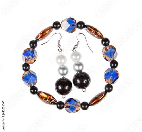 A set of jewelry. Bracelet and earrings