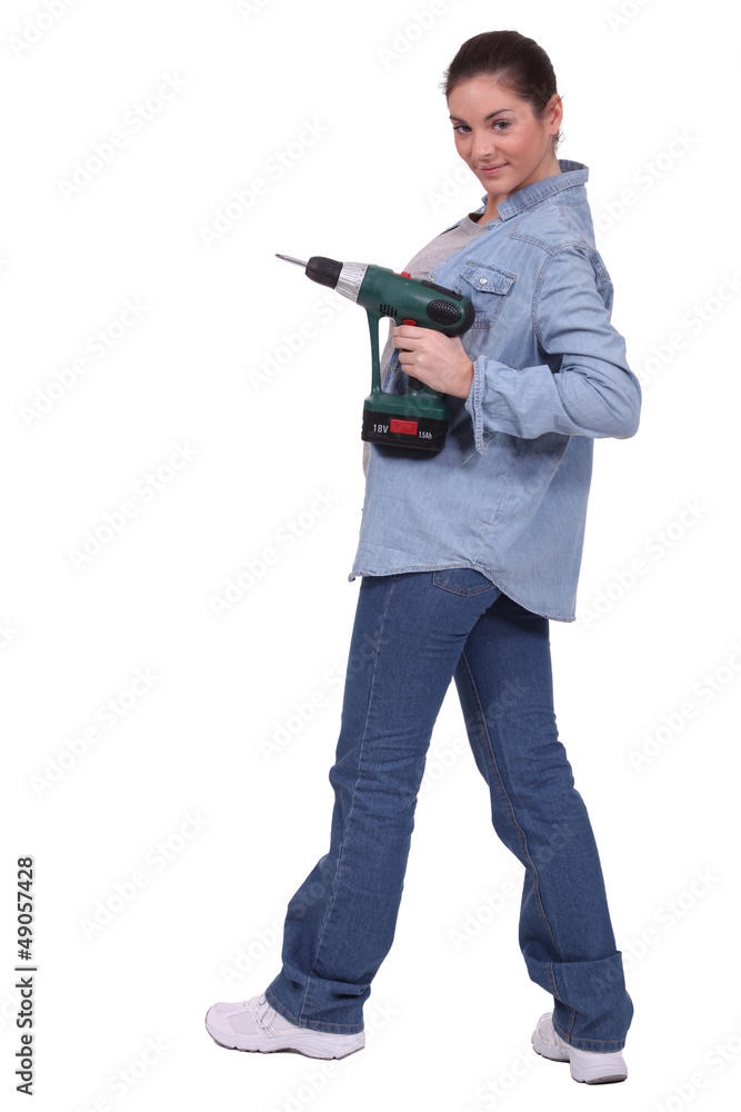 sexy craftswoman holding a drill sexy craftswoman holding a drill