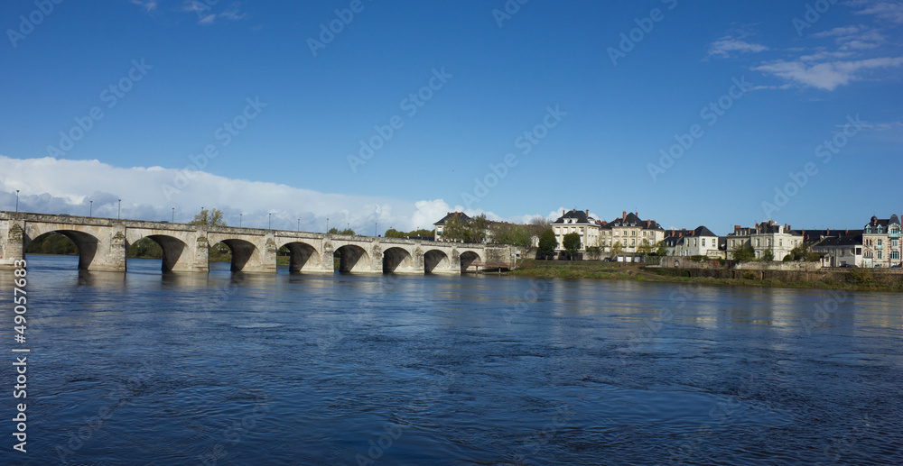 Cessart bridge of Saumur over Loire, France