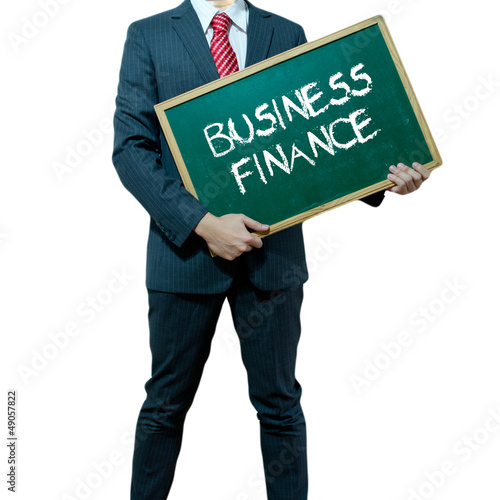 Business man holding board on the background, Business Finance © basketman23