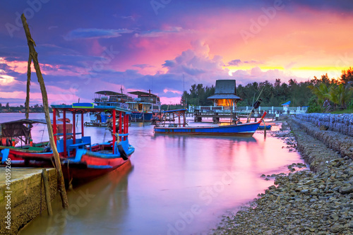 Amazing sunset at the harbor of Koh Kho Khao island  Thailand