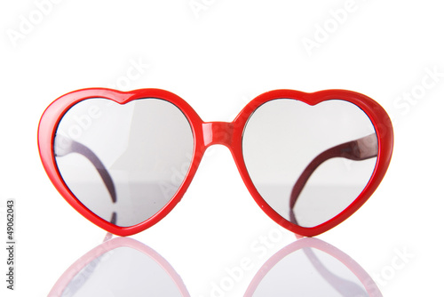 Red heart shaped plastic glasses