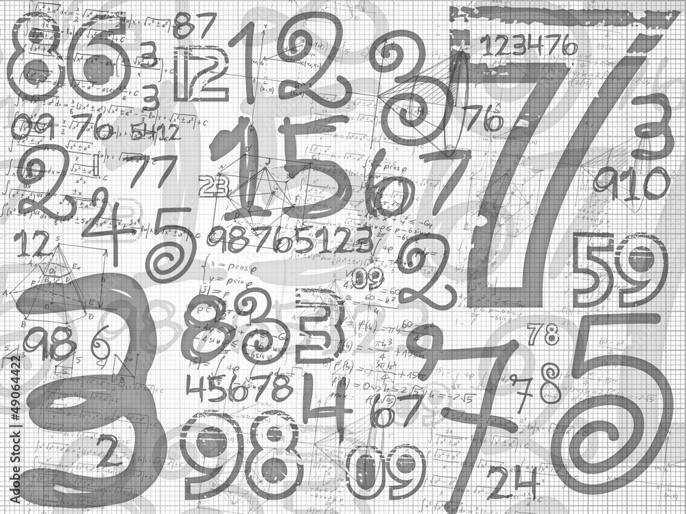 hand drawn numbers paper grid background