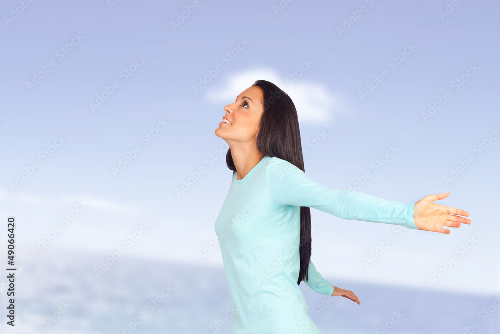 Young Woman with Arms Wide Open Young Woman with Arms Wide Open