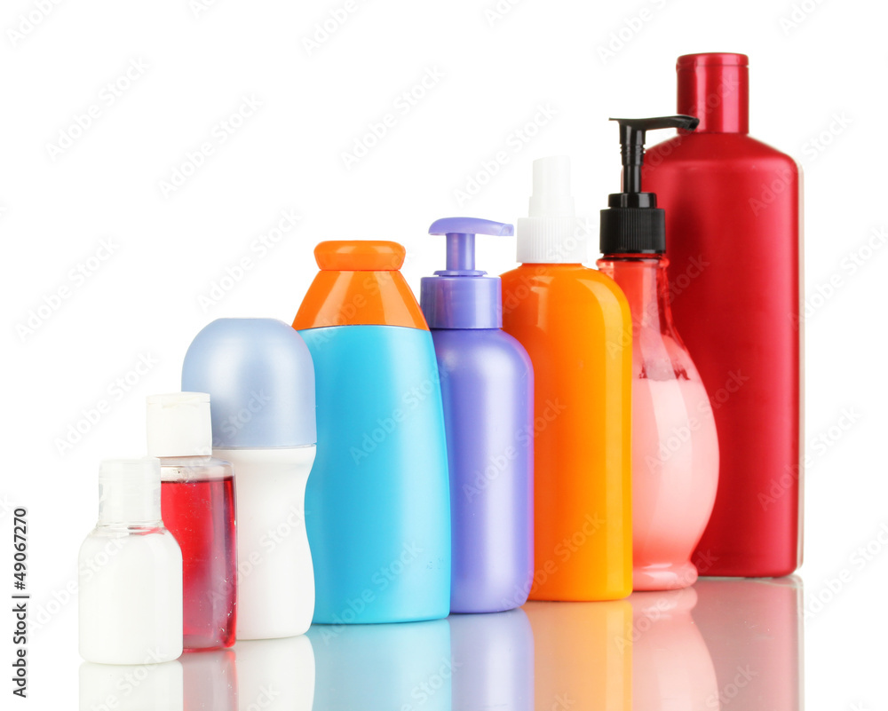 A lot of different cosmetic products for personal care isolated A lot of different cosmetic products for personal care isolated