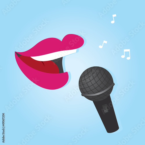 Woman's lips singing into microphone