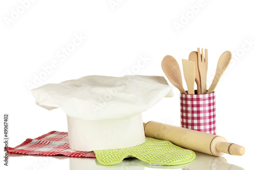 Принти на полотні Chef's hat with spoons and battledore isolated on white