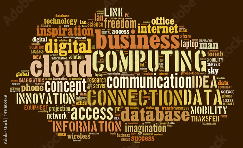 Cloud computing pictogram on brown background
