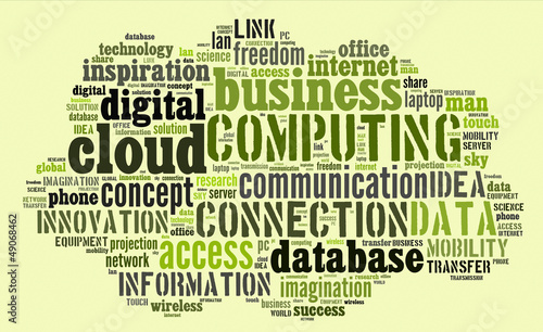 Cloud computing pictogram on green background