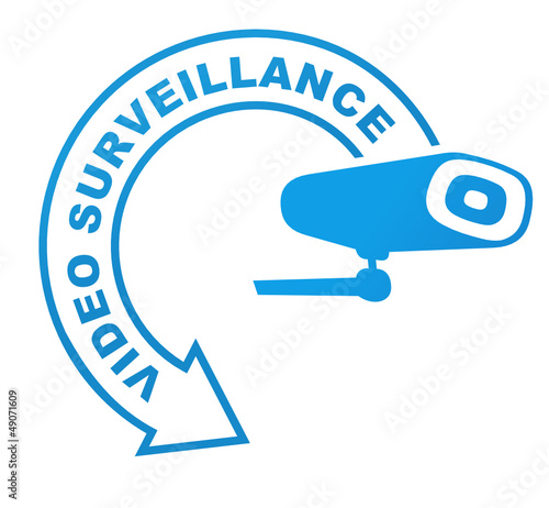 video surveillance sur symbole validé bleu