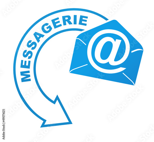 messagerie sur symbole validé bleu