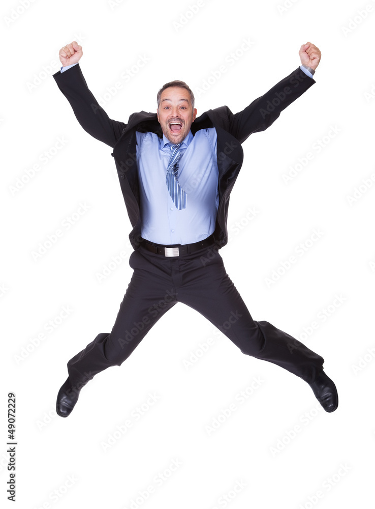Businessman Jumping In Joy