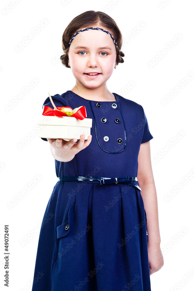 Small and beautiful girl with a gift Small and beautiful girl with a gift
