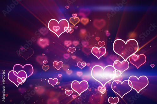 glowing neon hearts
