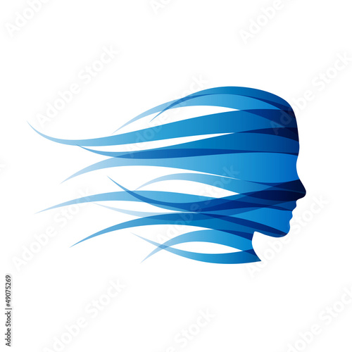 Logo blue girl in the wind # Vector