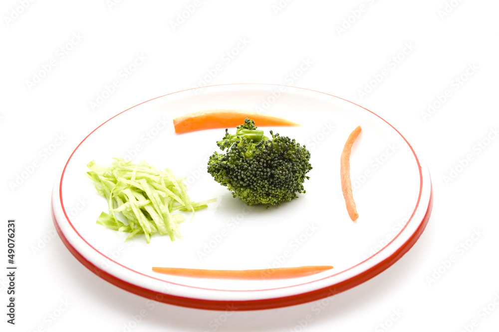 Broccoli mit Salat und Karotten Broccoli mit Salat und Karotten