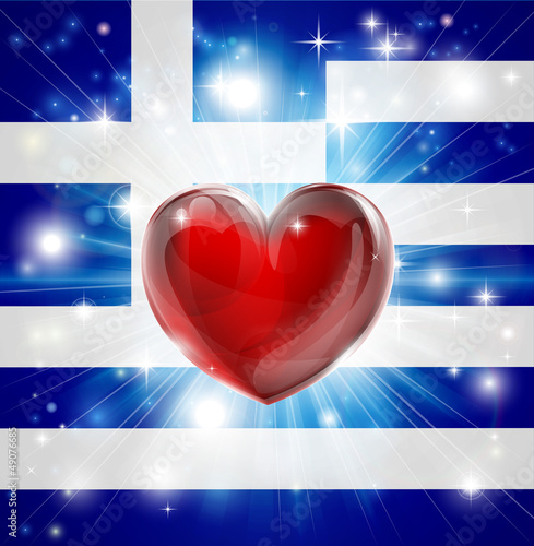 Love Greece flag heart back...