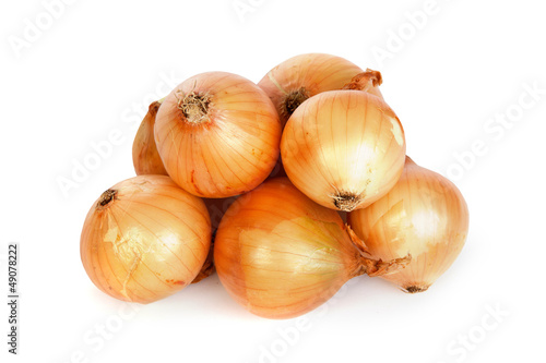 Group of a onions, isolated on white