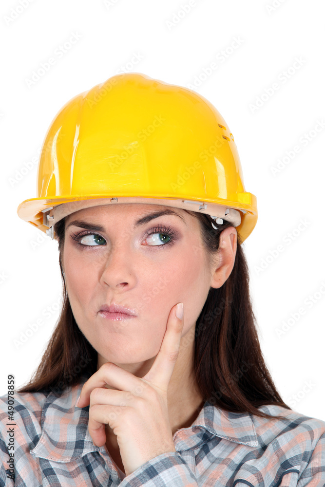 Woman with yellow helmet Woman with yellow helmet