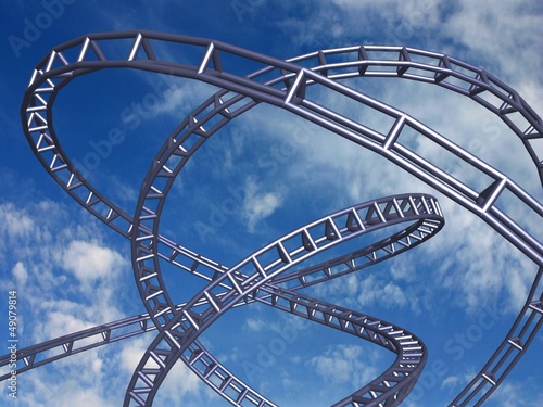 Fototapeta Naklejka Na Ścianę i Meble -  High speed track on blue sky, 3D render.