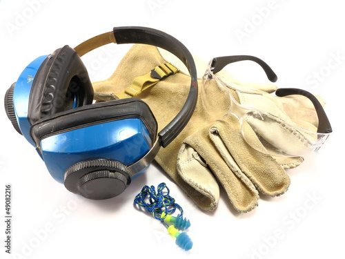 Safety equipment essentials: gloves, ear plugs, safety goggles