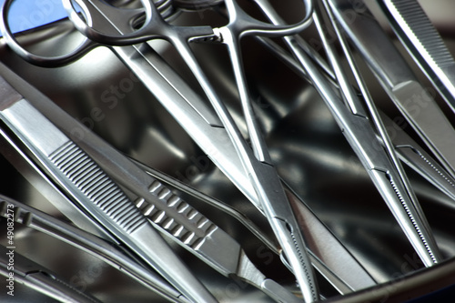 surgical instruments in kidney tray