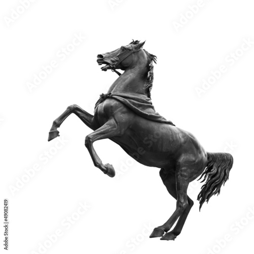 Isolated on white black horse sculpture
