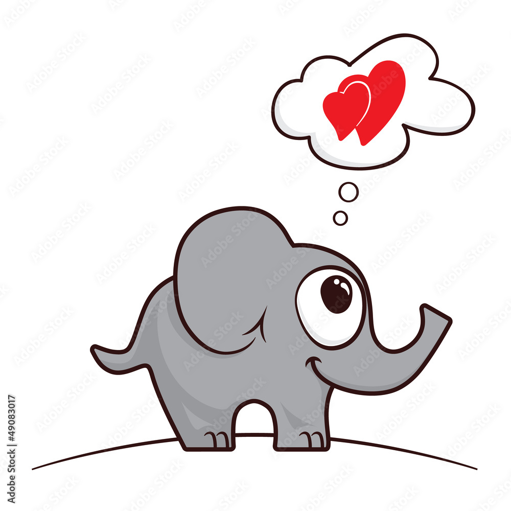 Funny cartoon elephant in love Stock Vector | Adobe Stock