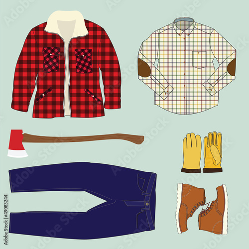 illustration of Lumberjack work clothing