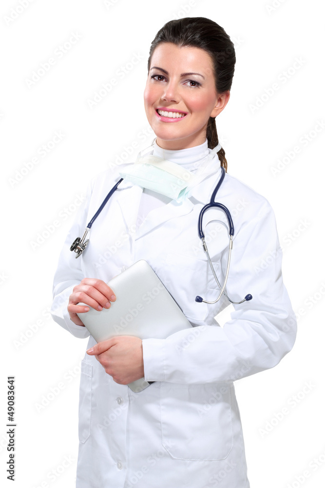 Young beautiful woman doctor with tablet Young beautiful woman doctor with tablet