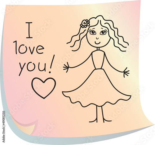 Post-it with words "I love you!"