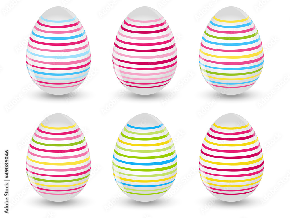 Set of Easter striped eggs Set of Easter striped eggs