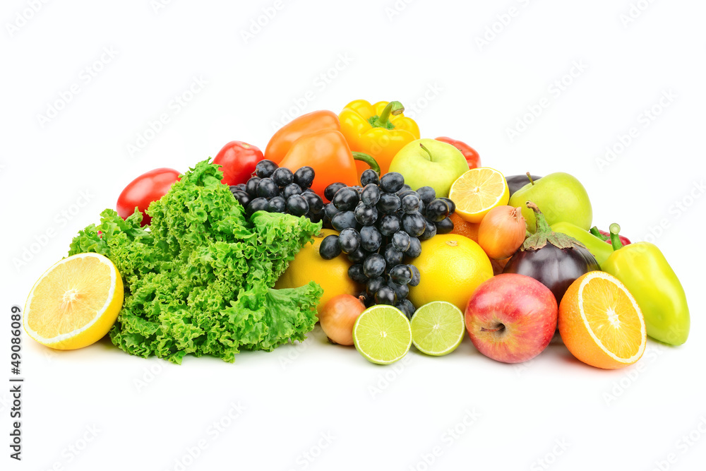 set fruit and vegetables isolated on white set fruit and vegetables isolated on white