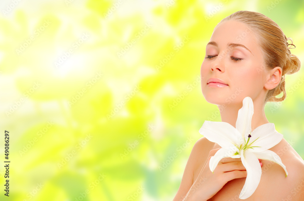 Young healthy woman with flower Young healthy woman with flower