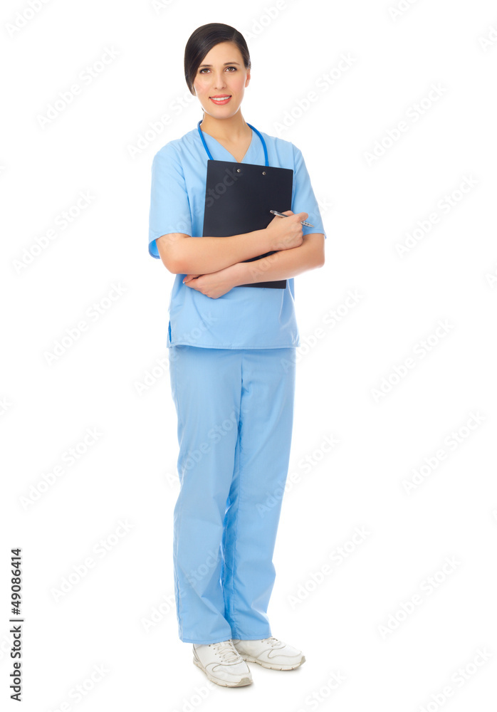 Young doctor with clipboard