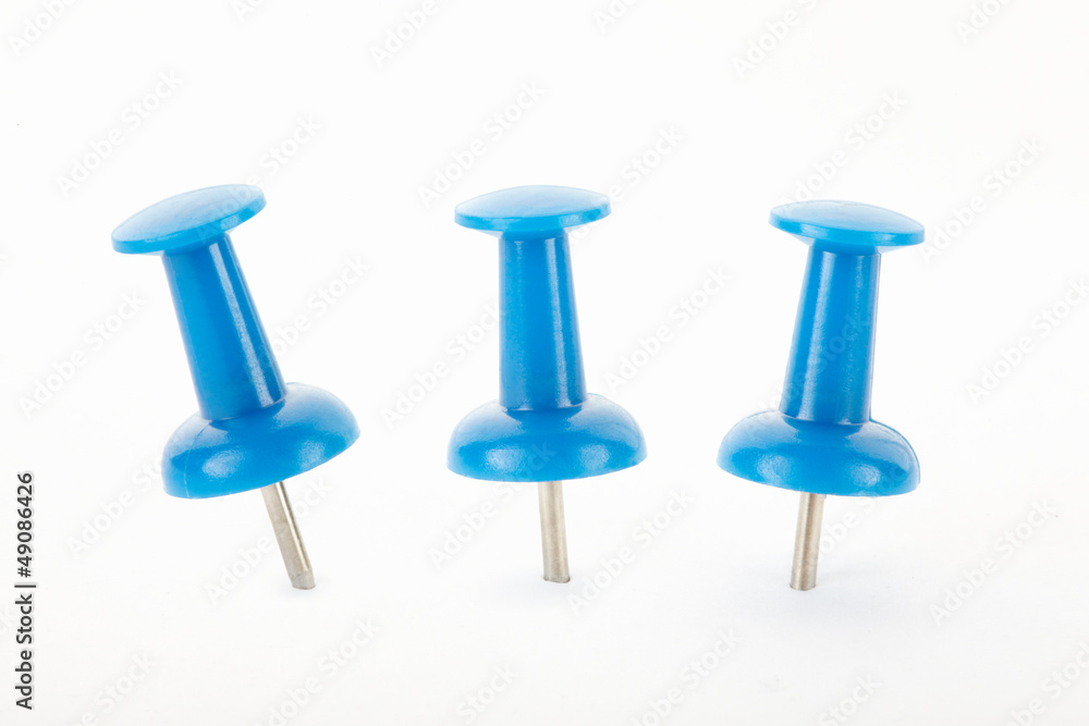 Blue pin collection on white, clipping path included Blue pin collection on white, clipping path included
