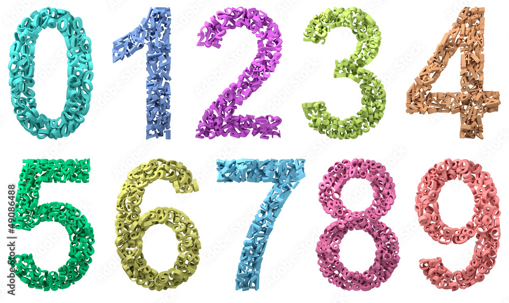 Numbers Set Each Numbers Consists Of Respective Small Numbers Stock Numbers Set Each Numbers Consists Of Respective Small Numbers Stock