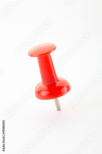 Red pin on white, clipping path included