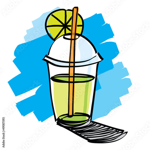 beverage cup with drinking straw