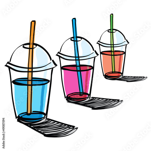 beverage cup with drinking straw