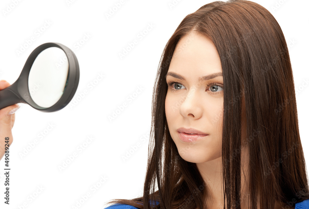woman with magnifying glass