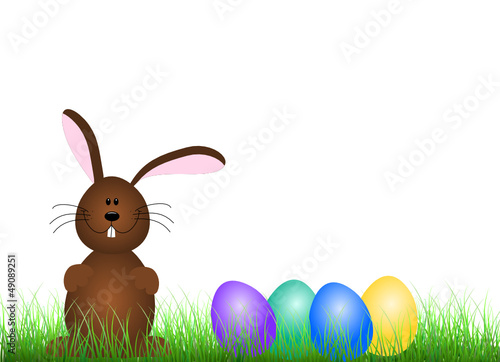 Modernes Osterhäschen mit bunten Eiern
